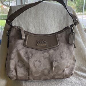 Coach Signature Shoulder Bag in Taupe and Brown